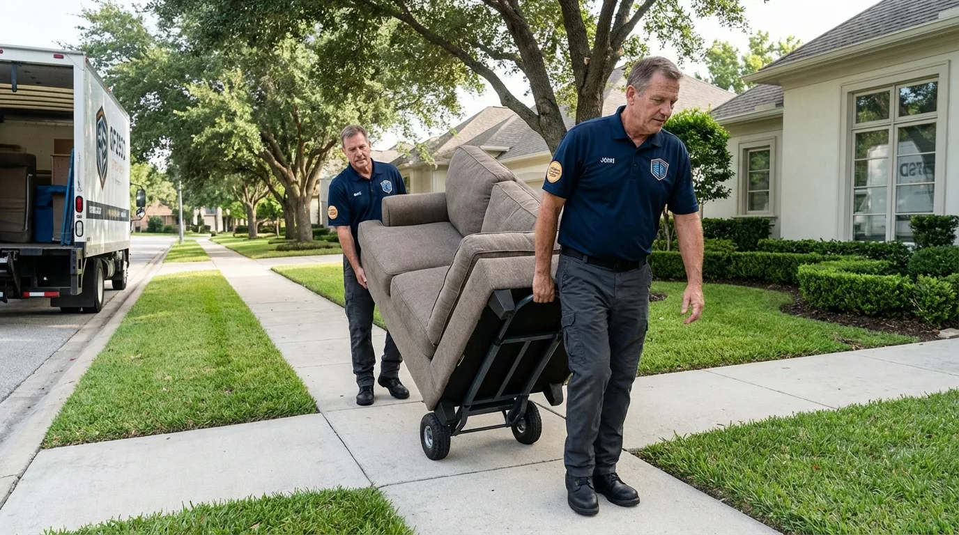 Local residential moving crew loading furniture in Bristol, RI